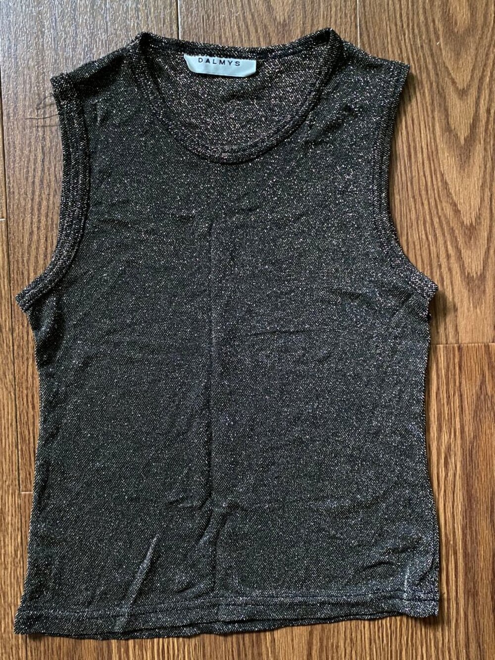 Vintage Dalmys Black Gold Metallic Lurex Shimmer Tank Top XS/S